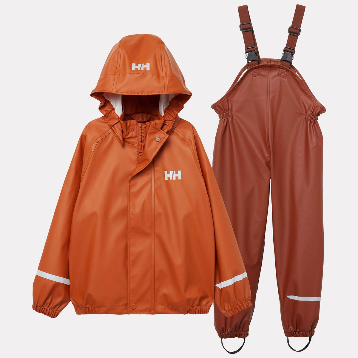 Kids Waterproof Bergen 2.0 Rain Set – Jacket & Bibs, PU| Helly Hansen #color_iron-oxide