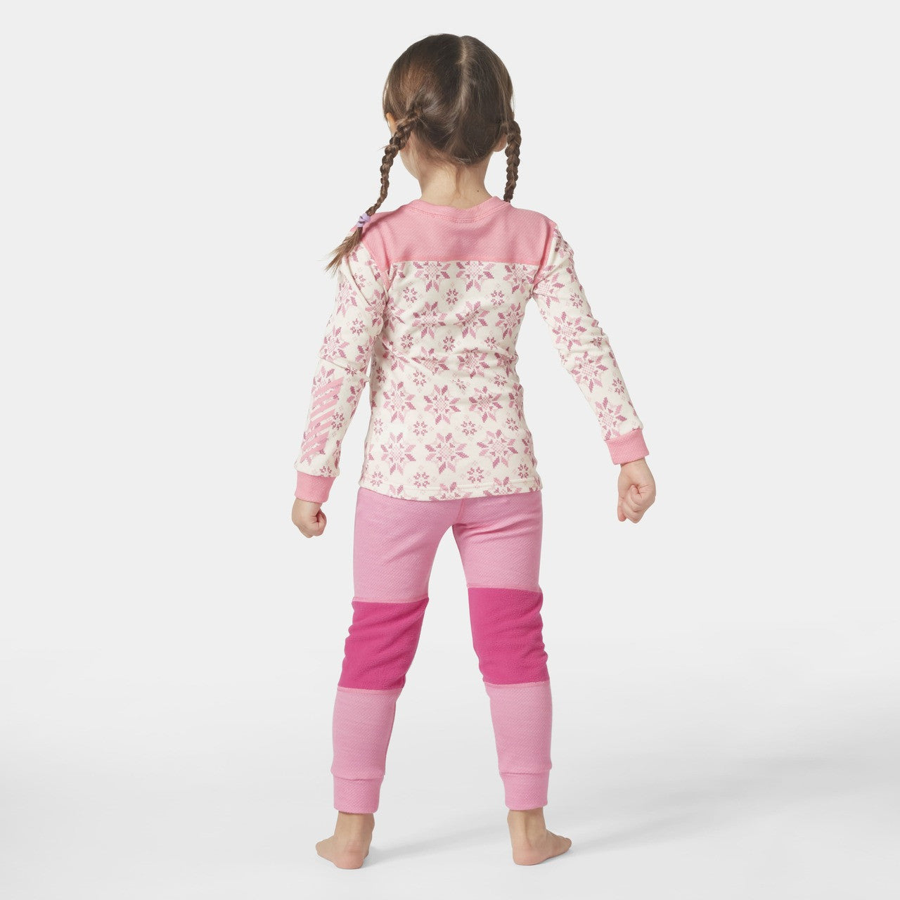 Kids Lifa Merino Wool Printed 2-Piece Base Layer Set – LIFA Merino| Helly Hansen #color_sugar-pink-snowflake