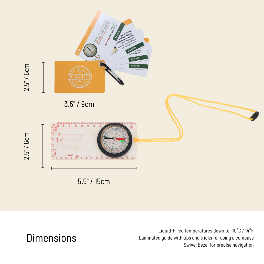Magnetic Hiking & Orienteering Compass with Survival Guide
