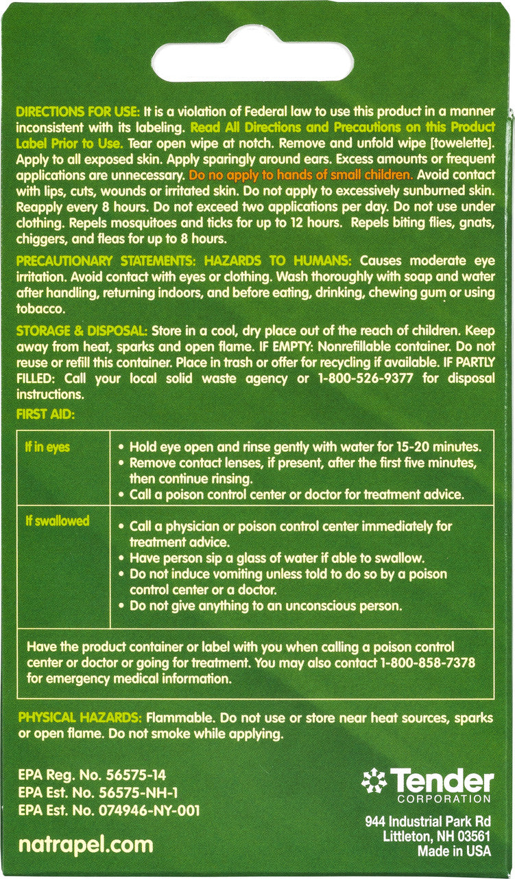 Natural Insect Repellend Picaridin Wipes | Natrapel