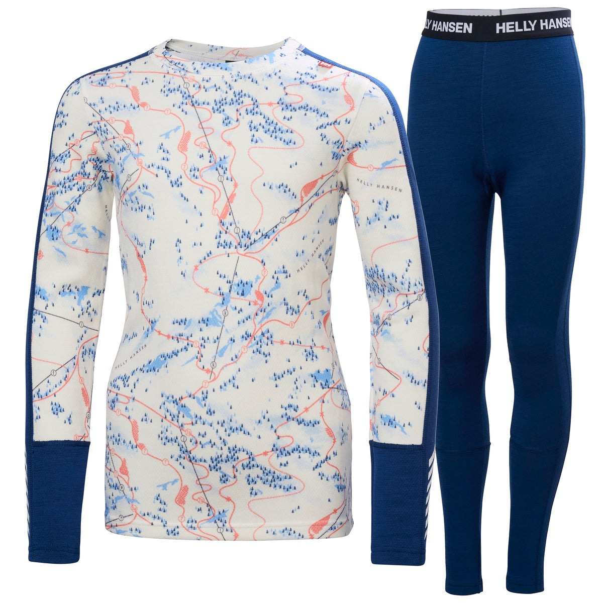 Junior Graphic Lifa Merino Blend Base Layer Set- Helly Hansen