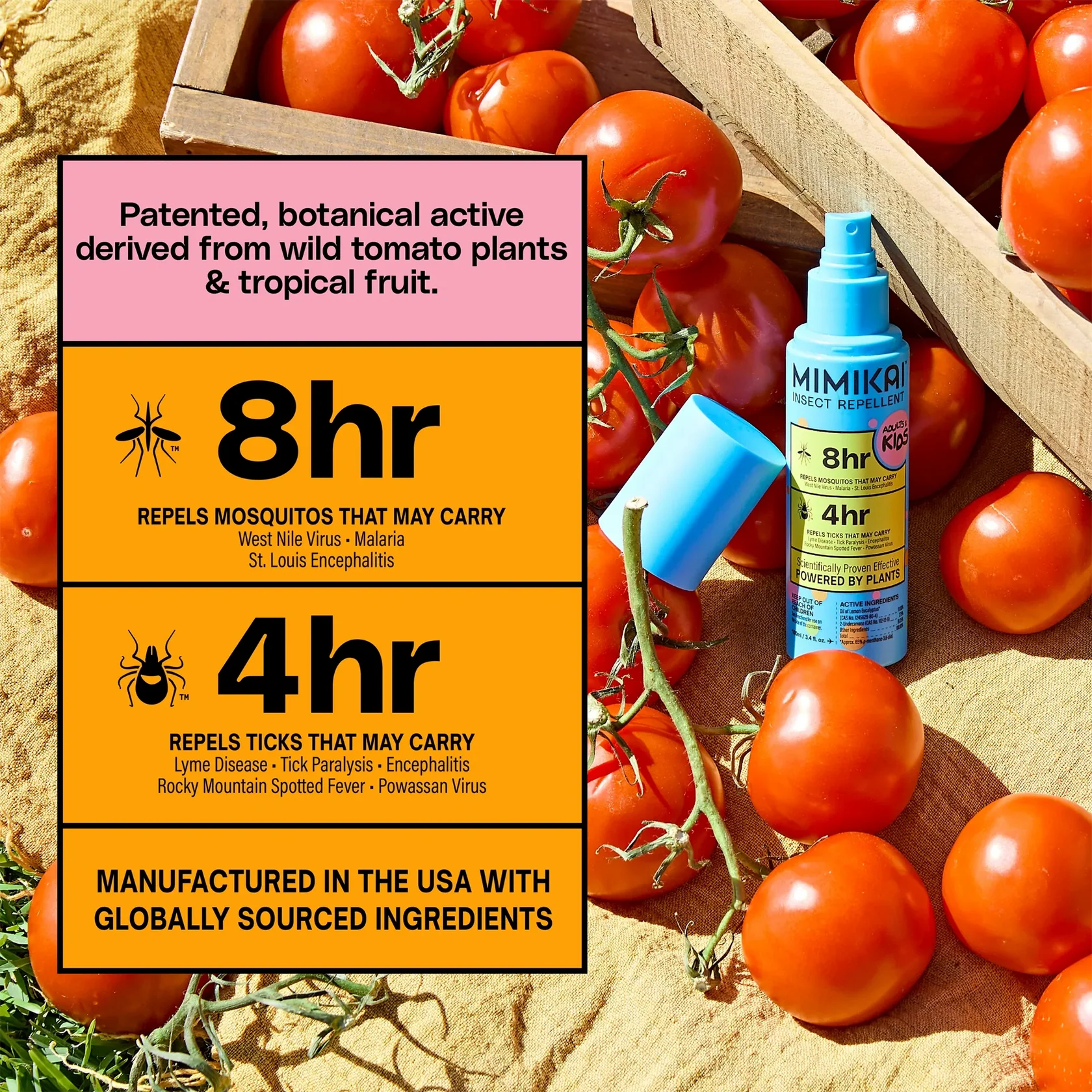 Kids DEET-Free Naturally Derived Mosquito & Tick Bug Spray | Mimikai