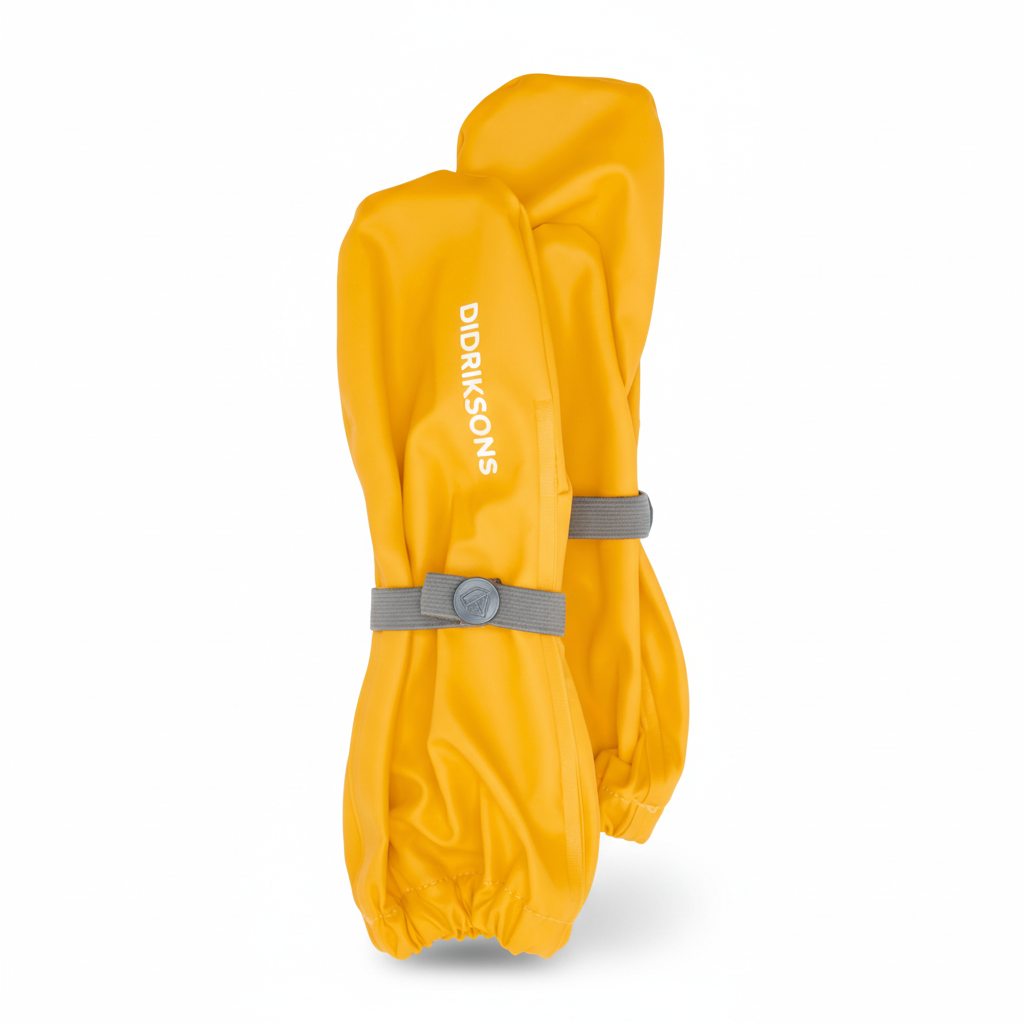 Kids Unlined Long Cuff Rain Mittens– Waterproof, PU | Didriksons #color_oat-yellow