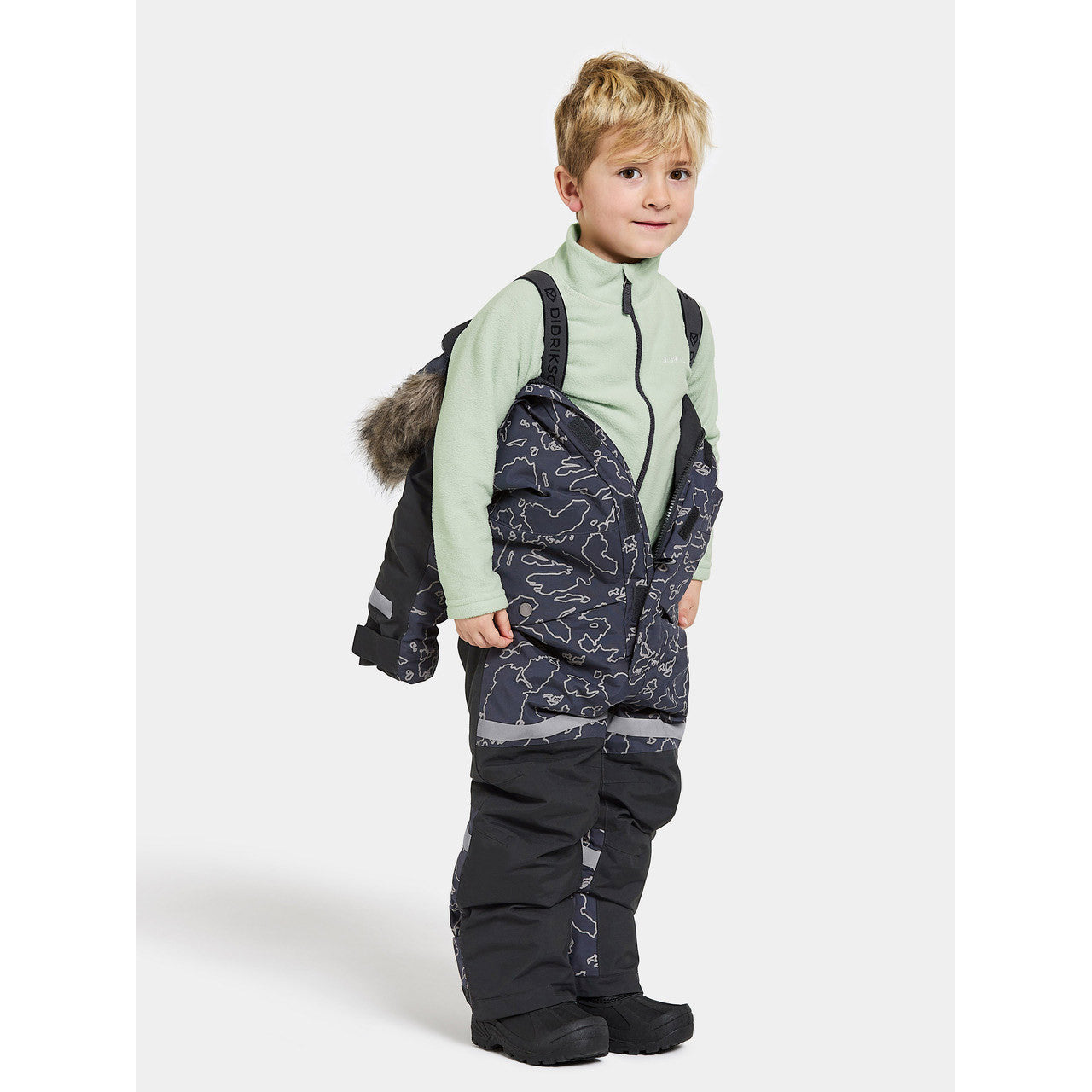 Kids Bjarven Waterproof Winter Snowsuit-Reflective Print β Insulated | Didriksons