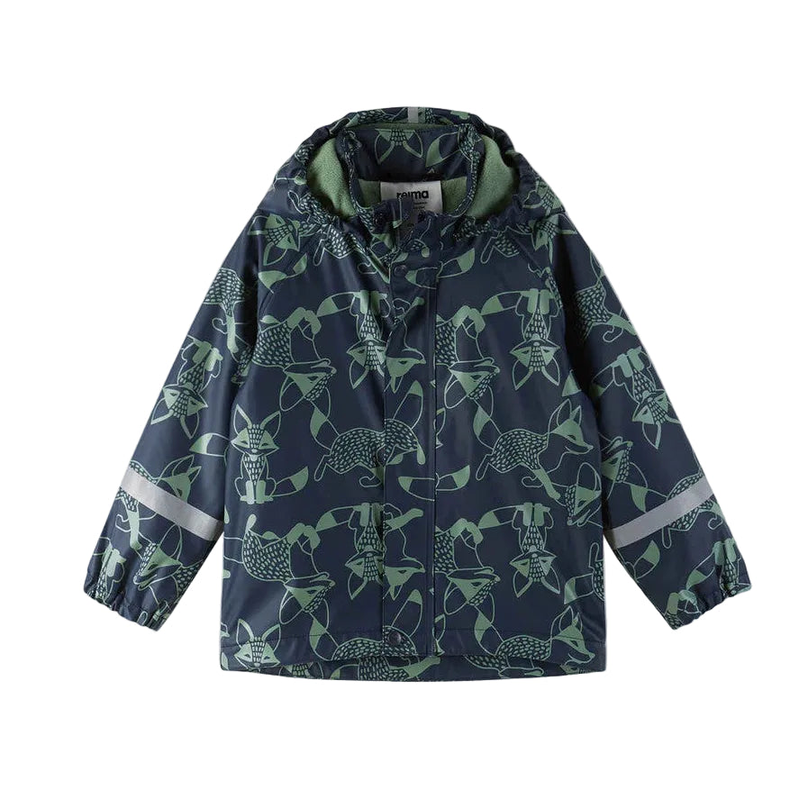 Kids Fleece Lined Waterproof Rain Jacket | Reima #color_navy-green