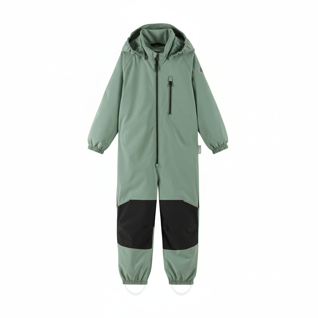 Kids Waterproof Kaunisto Snowsuit - Reinforced Knees | Reima #color_green-clay
