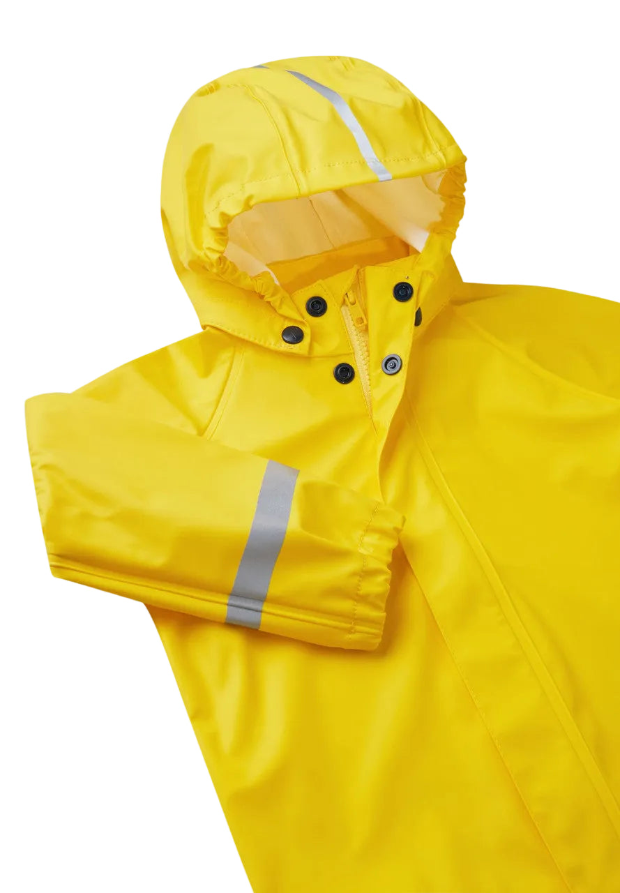 Kids Waterproof Tihku Unlined 2-Piece Rain Set - Jacket And Bib | Reima #color_yellow