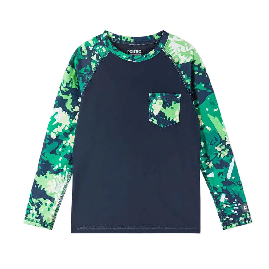 Kids SunProof Kroolaus Rashguard - UV 50+ | Reima #color_navy-print