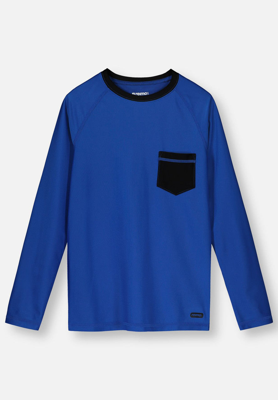 Kids SunProof Kroolaus Long Sleeve Rash Guard Swim Shirt - UPF 50+ | Reima #color_marine-blue