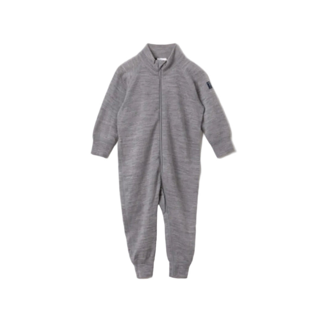 Kids Merino Wool Terry Romper | Polarn O. Pyret | #color_grey-melange