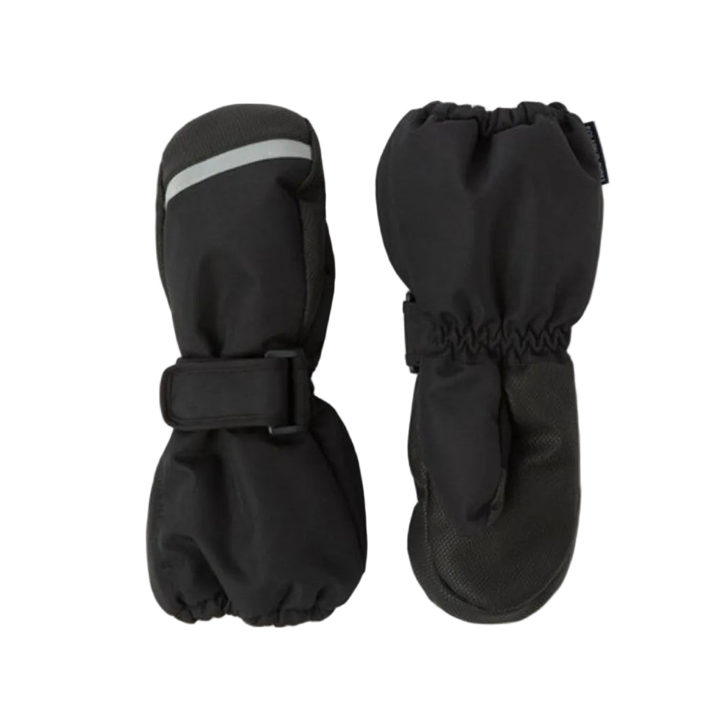 Kids Insulated Pile Fleece Lined Cuff Mittens | Polarn O. Pyret | #color_black