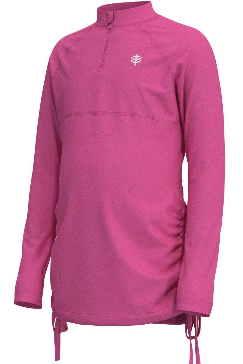 Girl's Lawai Ruche Long Sleeve Swim Shirt | Tulip Pink
