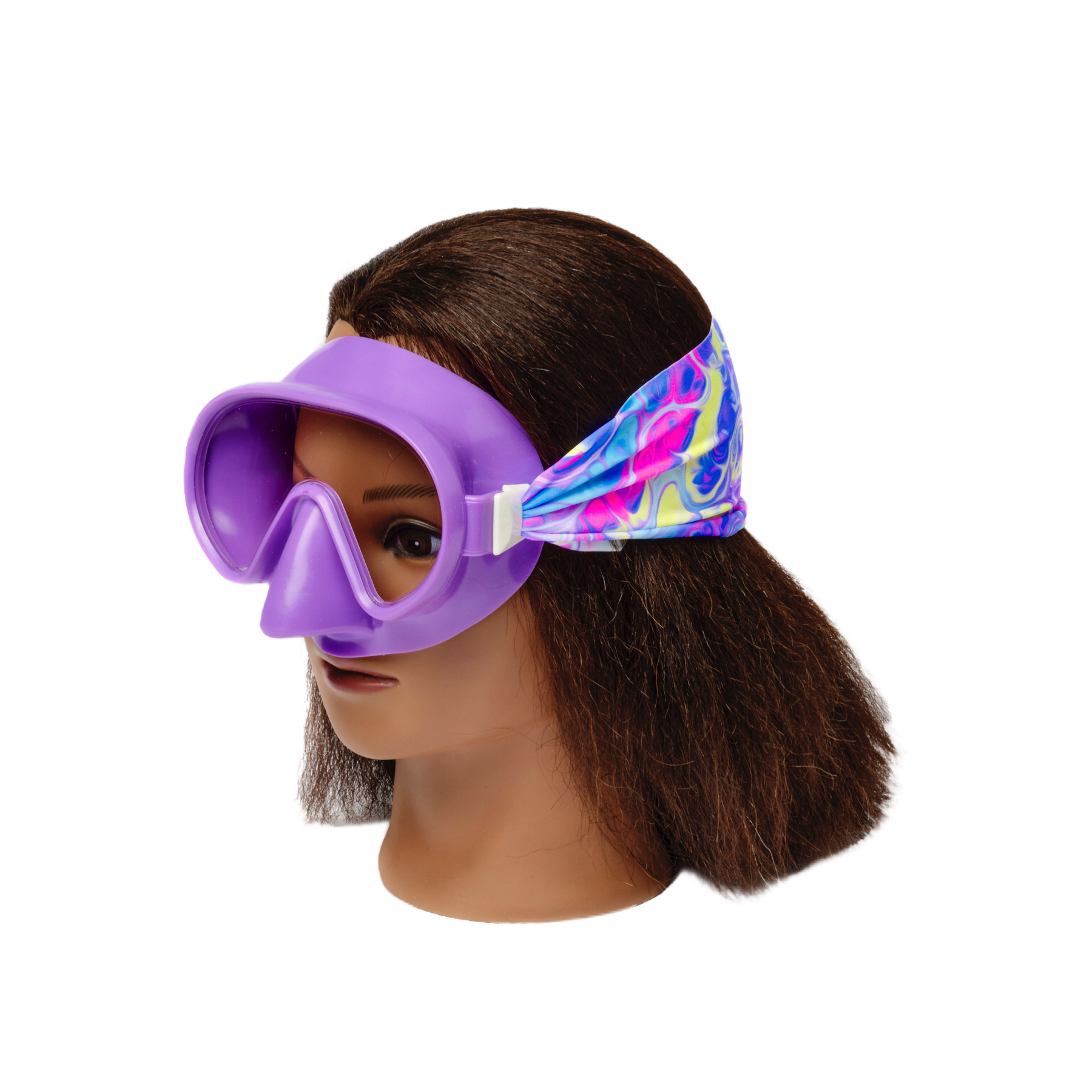 Youth Swim Mask – Splash Place Pastel Swirl – Purple Frame & Clear Anti-Fog Lenses