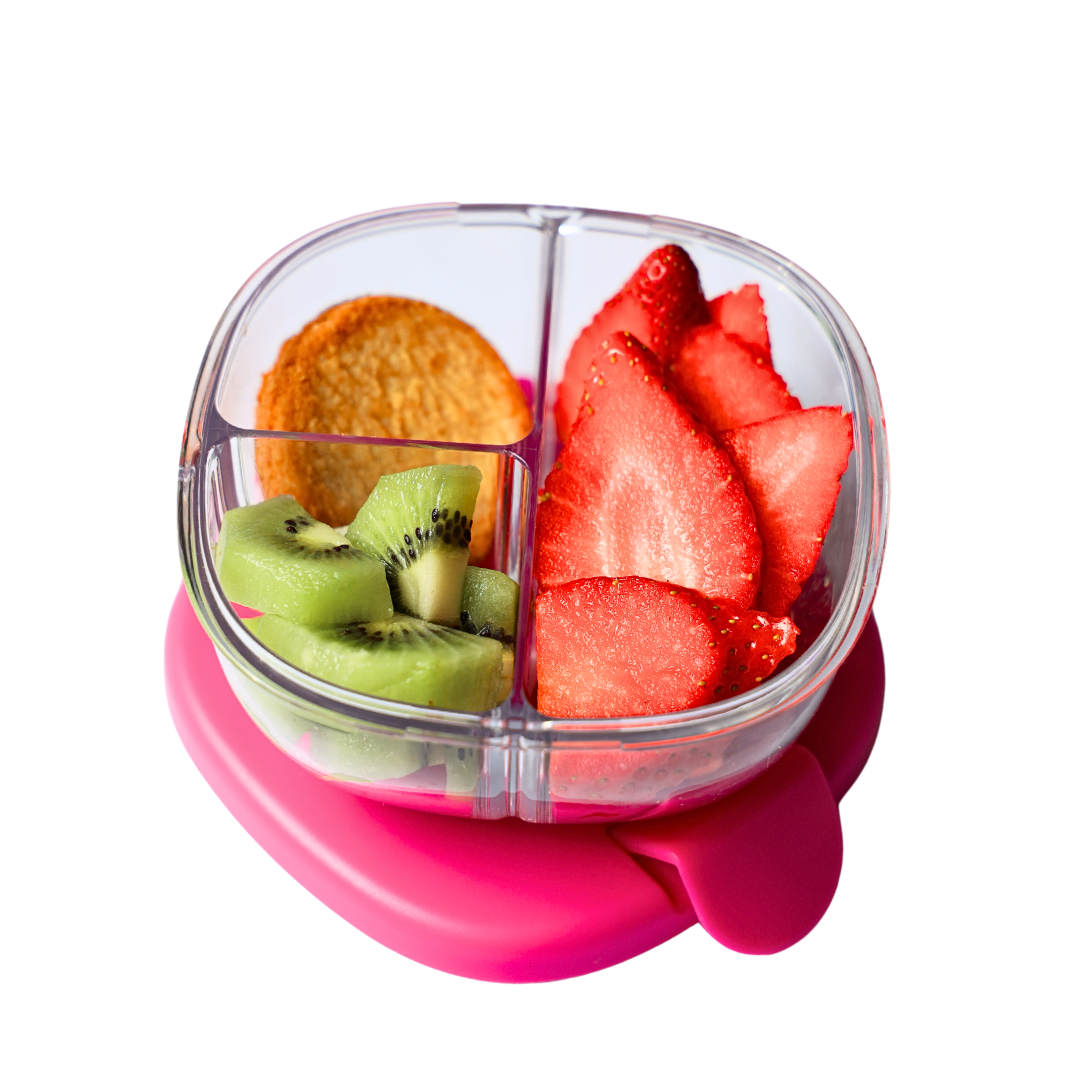 Leakproof Snack Bowl with 3 Compartments - Raspberry Pink