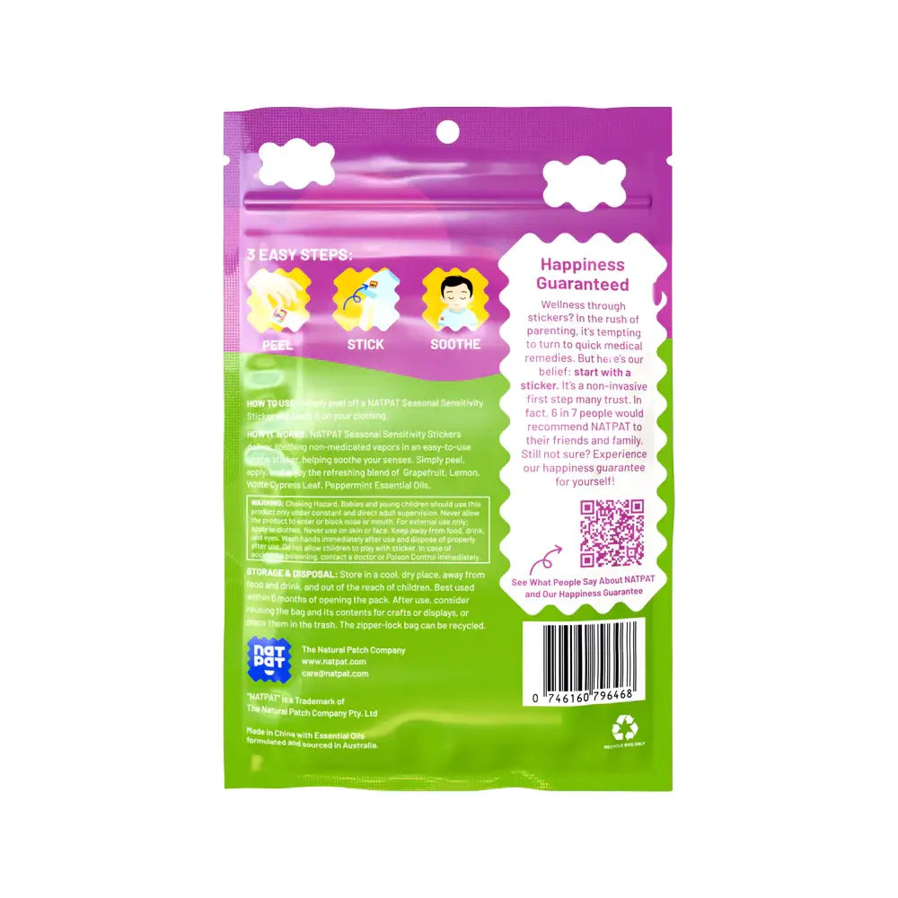 Kids Essential Oil Seasonal Stickers – NatPat Seasonal Discomfort Stickers – 24 Pack