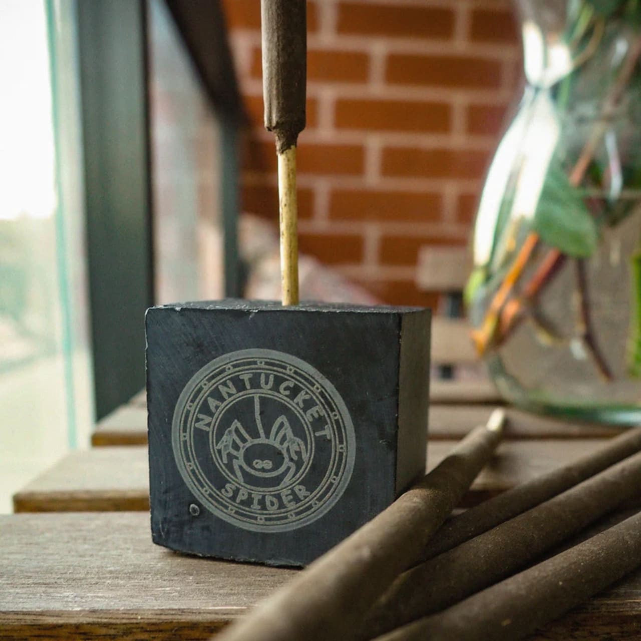 Artisanal Stone Block Holder for Insense Sticks | Nantucket Spider