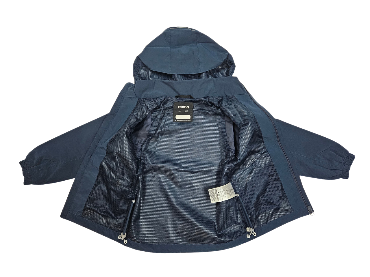 Blue jacket with hood open