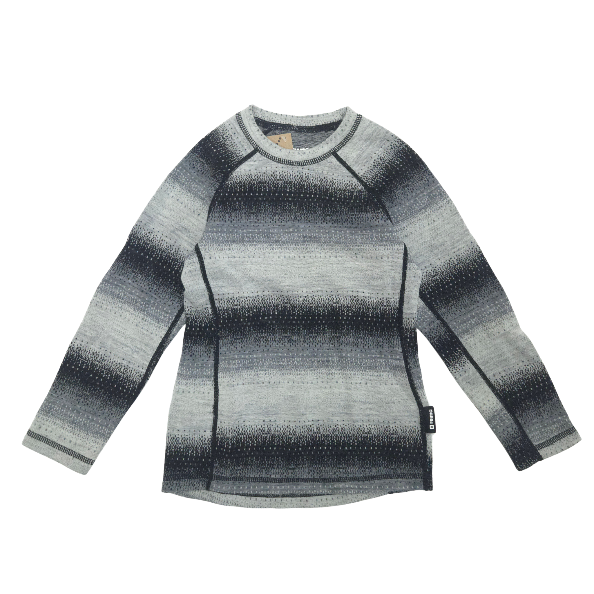 Gray and black striped base layer on a white background