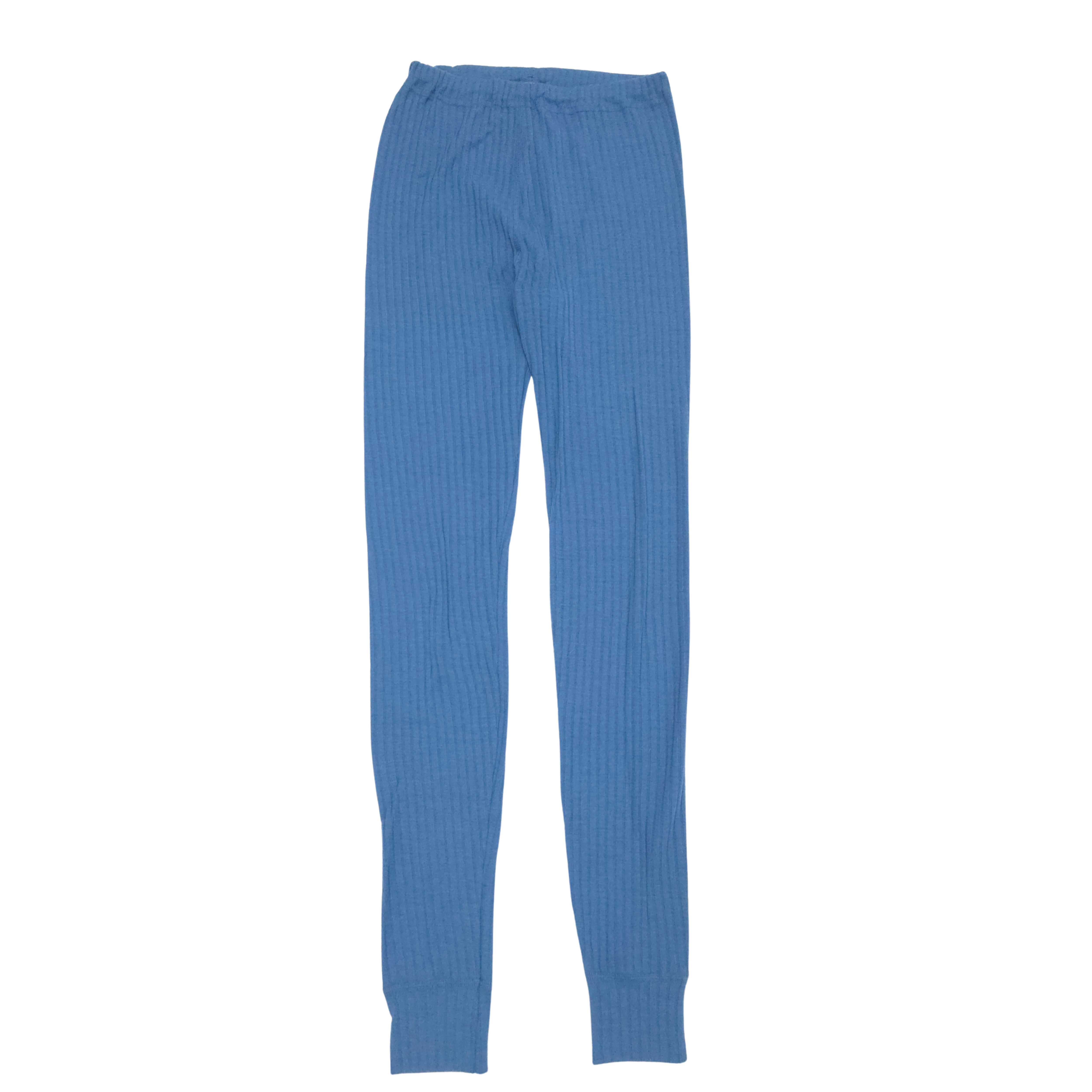 Blue ribbed base layer leggings on a white background