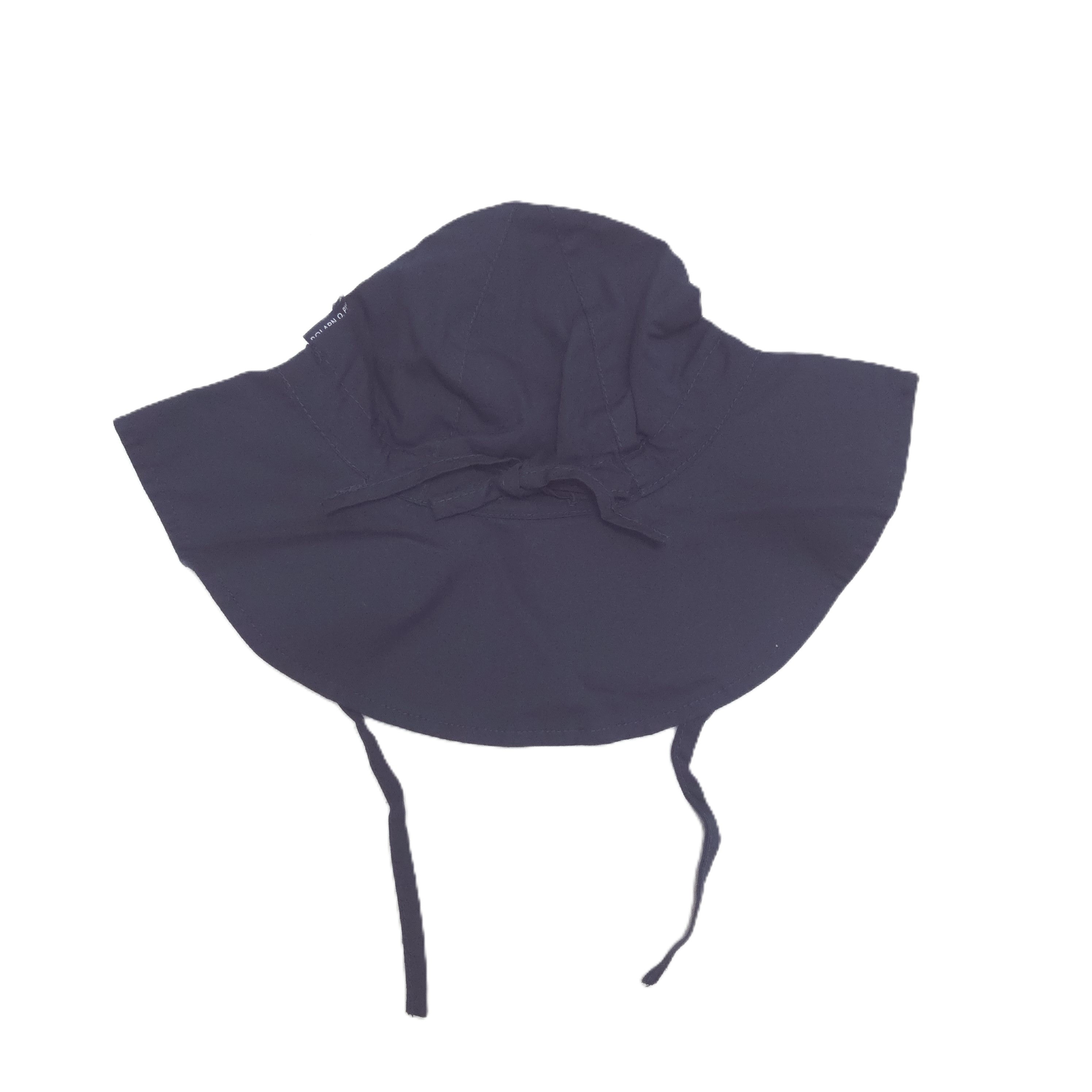 Navy blue sun hat with a bow on a white background