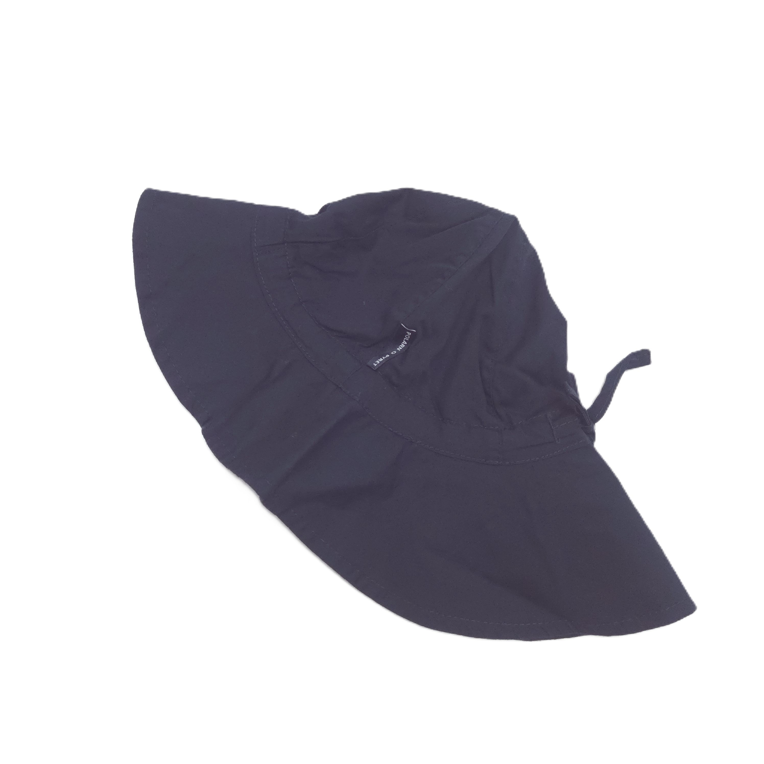 Navy blue sun hat with a wide brim on a white background