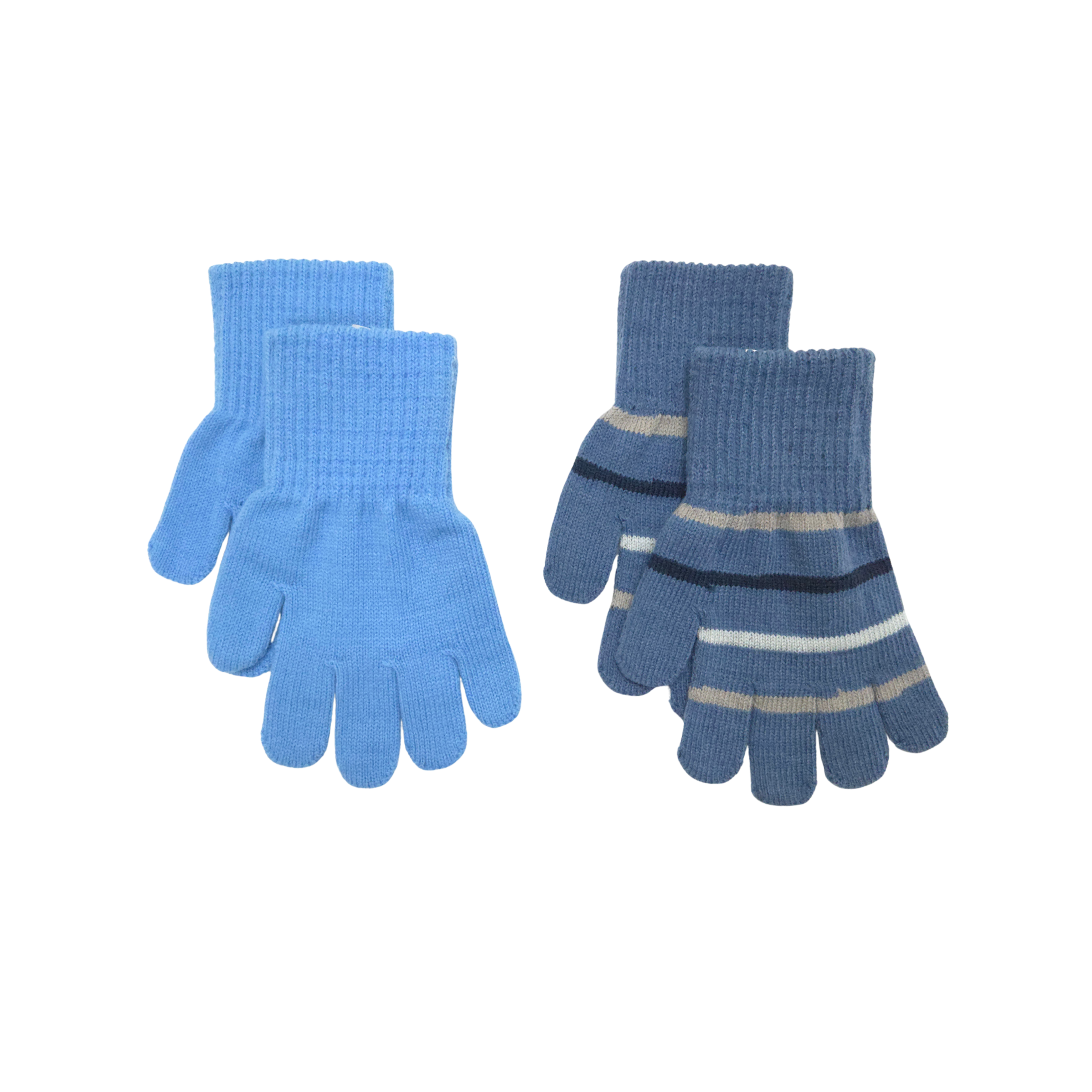 Two pairs of blue gloves on a white background