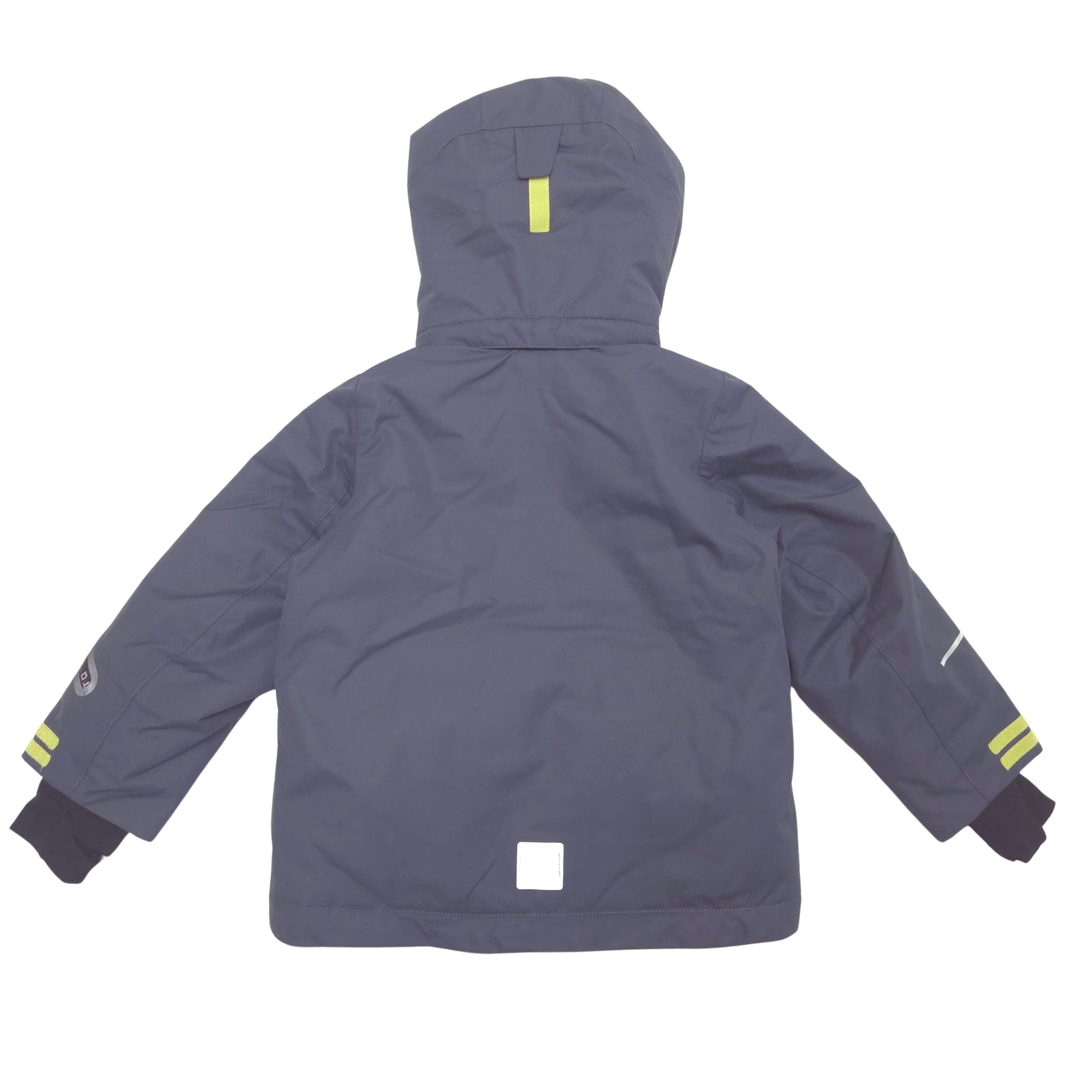 A dark gray hooded jacket shown from the back, set against a plain white background.