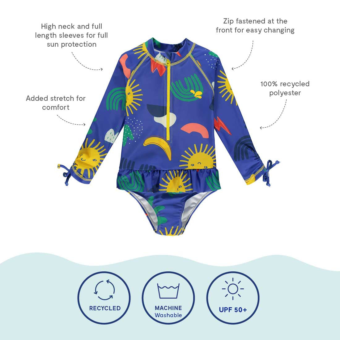 Kids UV Protective Rash Guard Swimsuit - 50+, Swim | Muddy Puddles