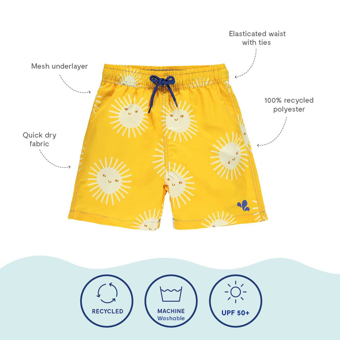 Kids UV Protective Swim Trunks - 50+, Sun Shorts | Muddy Puddles