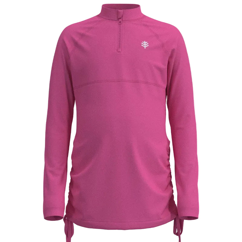 Girl's Lawai Ruche Long Sleeve Swim Shirt | Tulip Pink