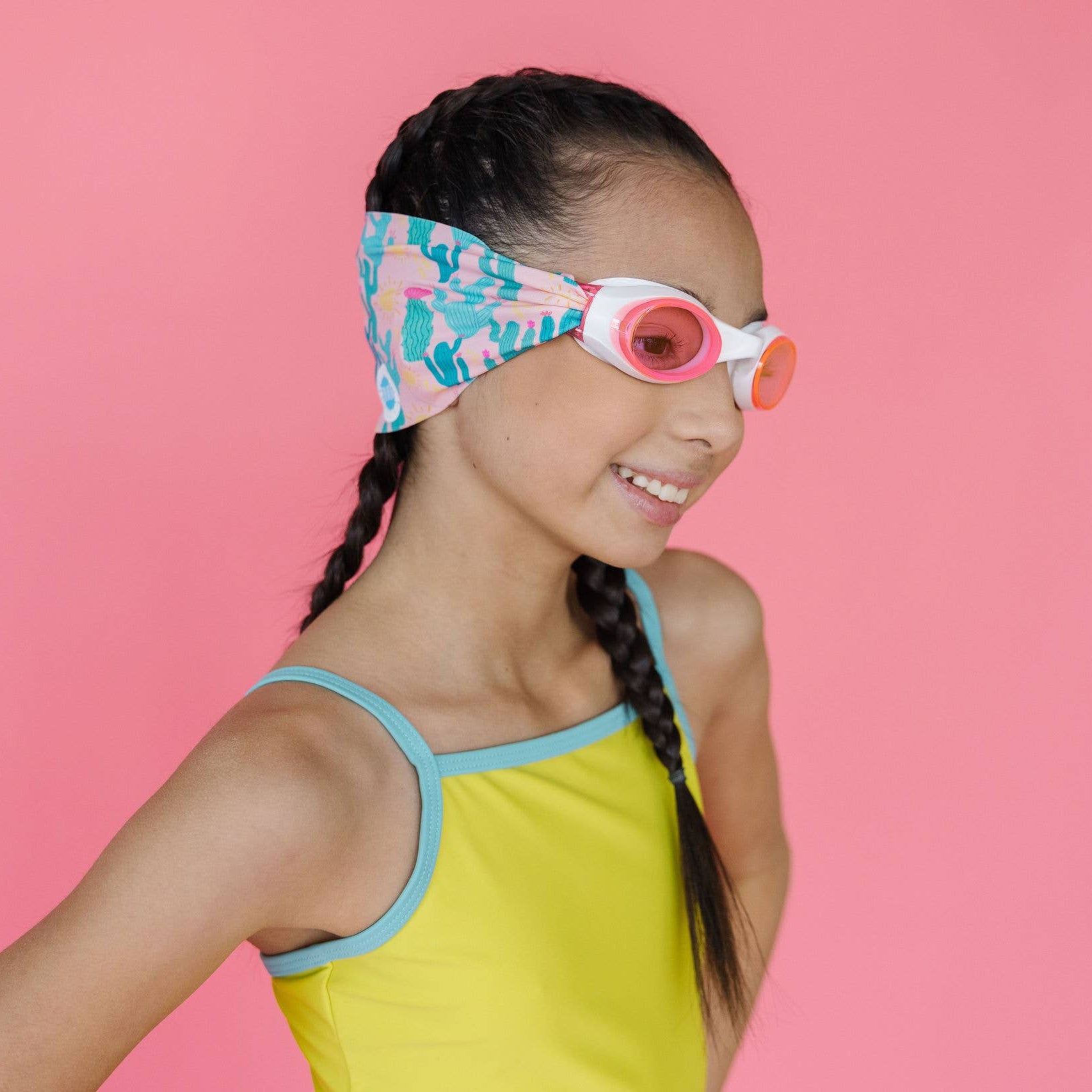 Kids Tangle-Free Swim Goggles – Splash Place Desert Sunshine – Pink Lenses