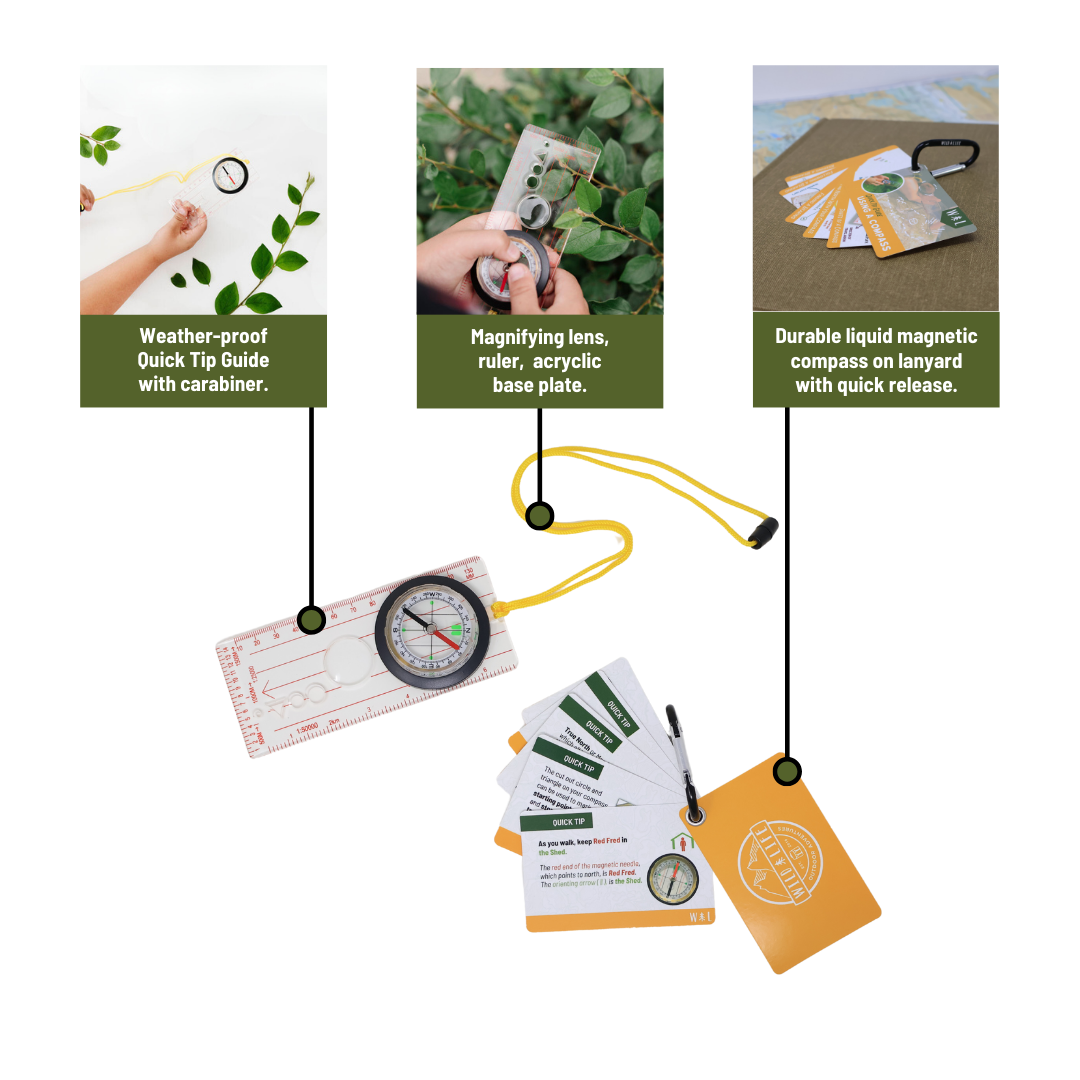 Magnetic Hiking & Orienteering Compass with Survival Guide