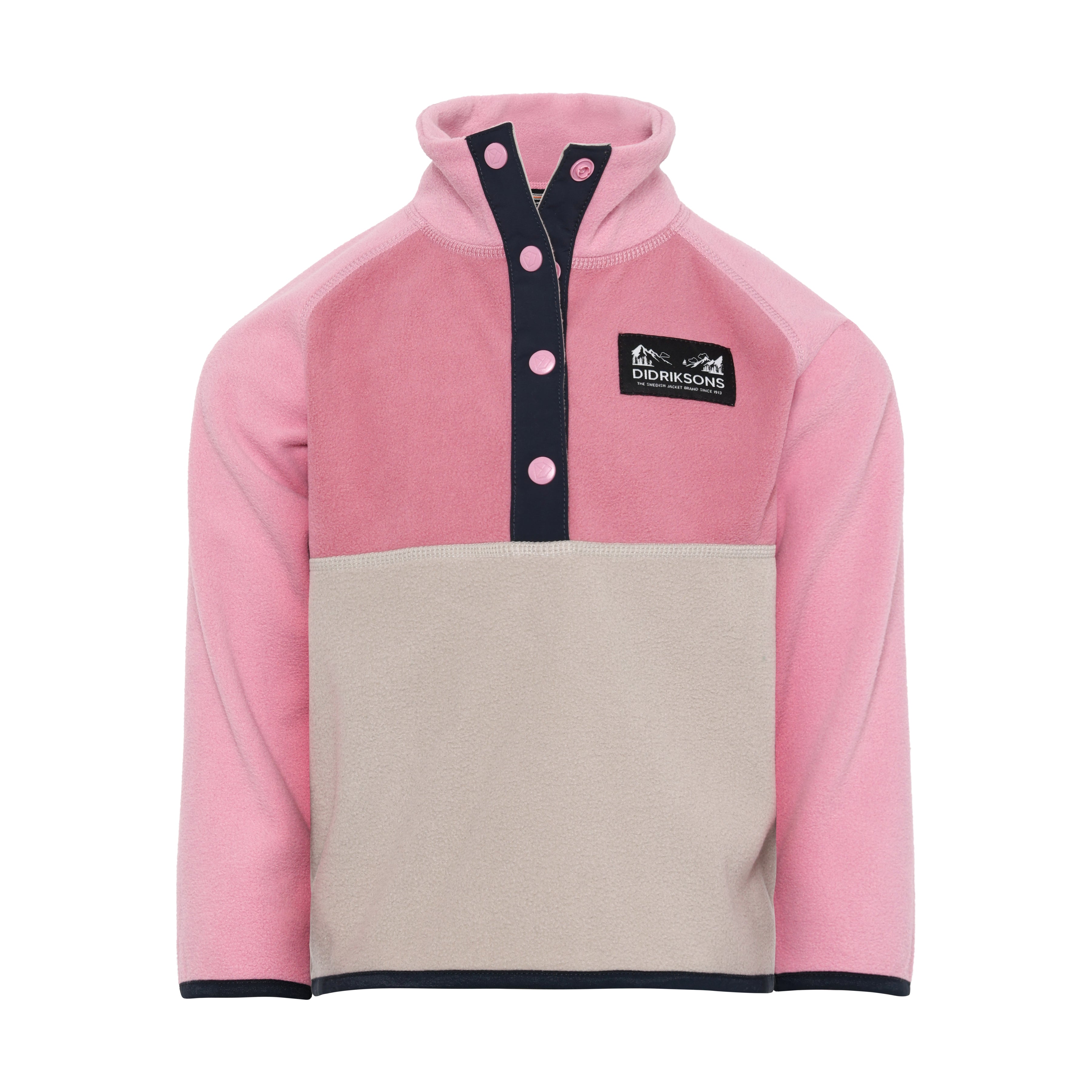 Kids Monte Half Button Fleece Jacket | Didriksons | #color_heather-pink