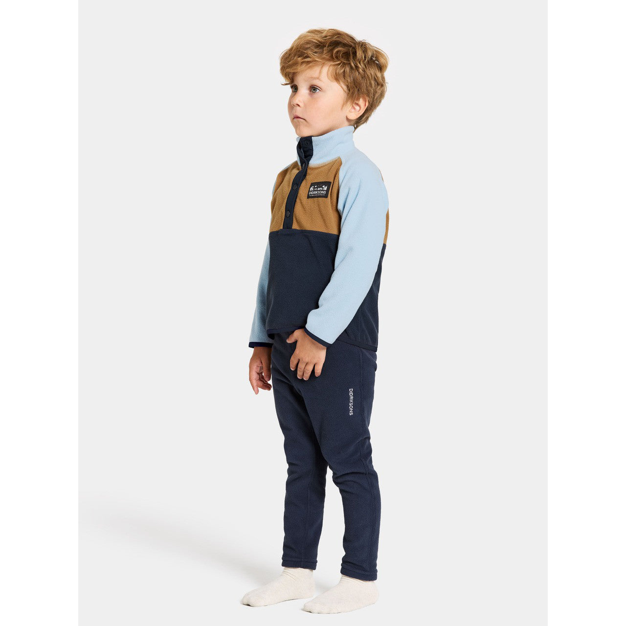 Kids Monte Fleece Jacket – Half Button | Didriksons #color_navy