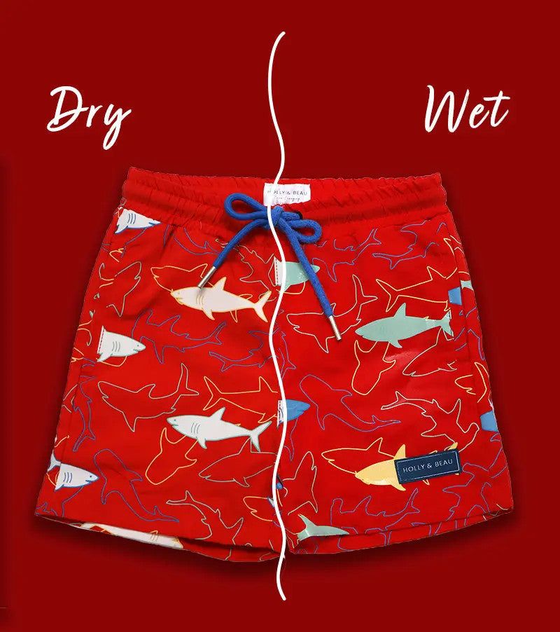 Color Changing Swim Trunks #color_red-sharks