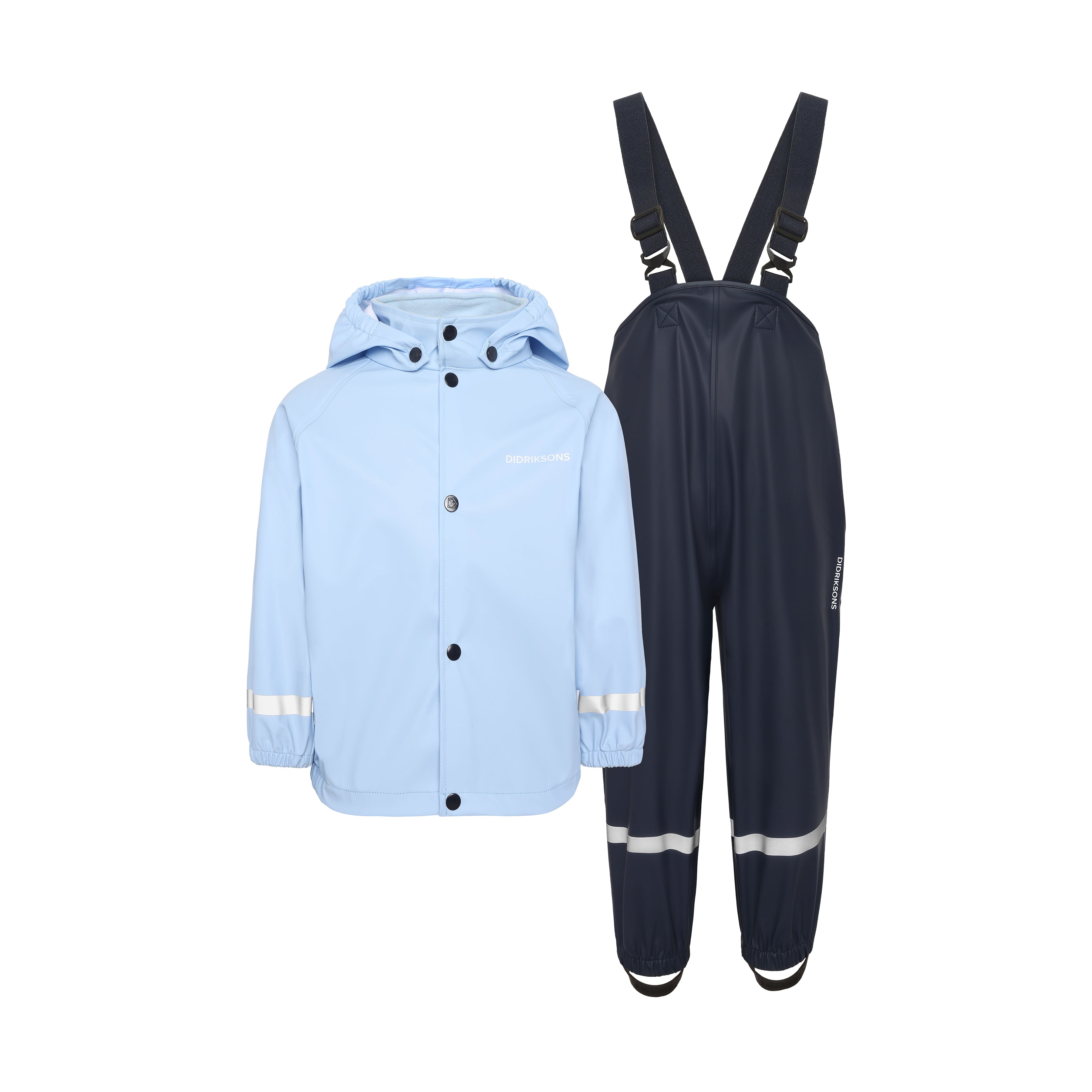 Kids Slaskeman Waterproof Snap Button Rain Set | Didriksons | #color_light-sea-blue