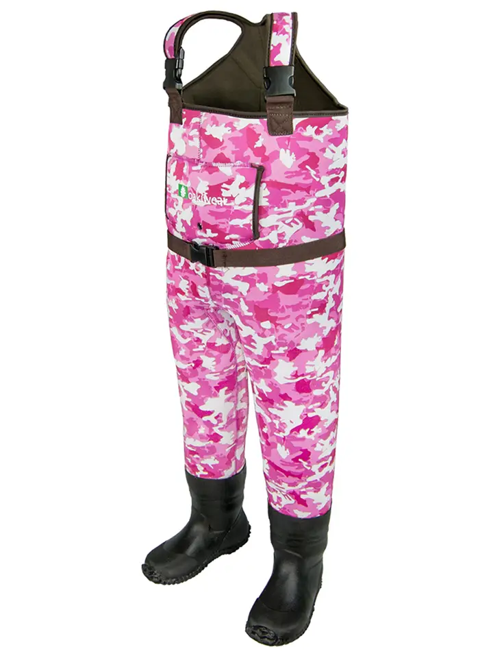Kids Neoprene Breathable Waders - Pink Print | Oaki