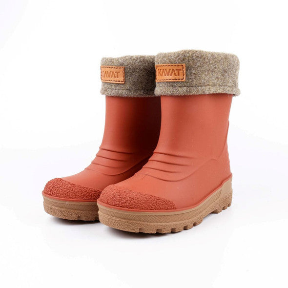 Kids Warm-Lined Waterproof Gimo Rubber Boots | Kavat #color_rust