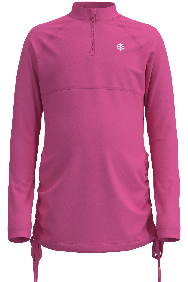 Girl's Lawai Ruche Long Sleeve Swim Shirt | Tulip Pink