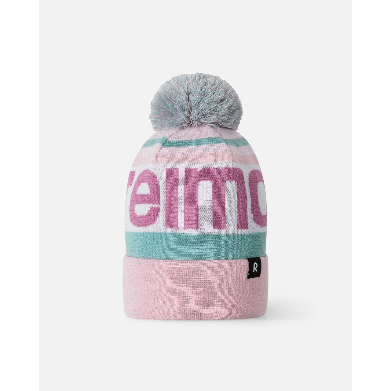 Kids Lined Taasko Winter Beanie - Pom Top | Reima #color_pale-rose