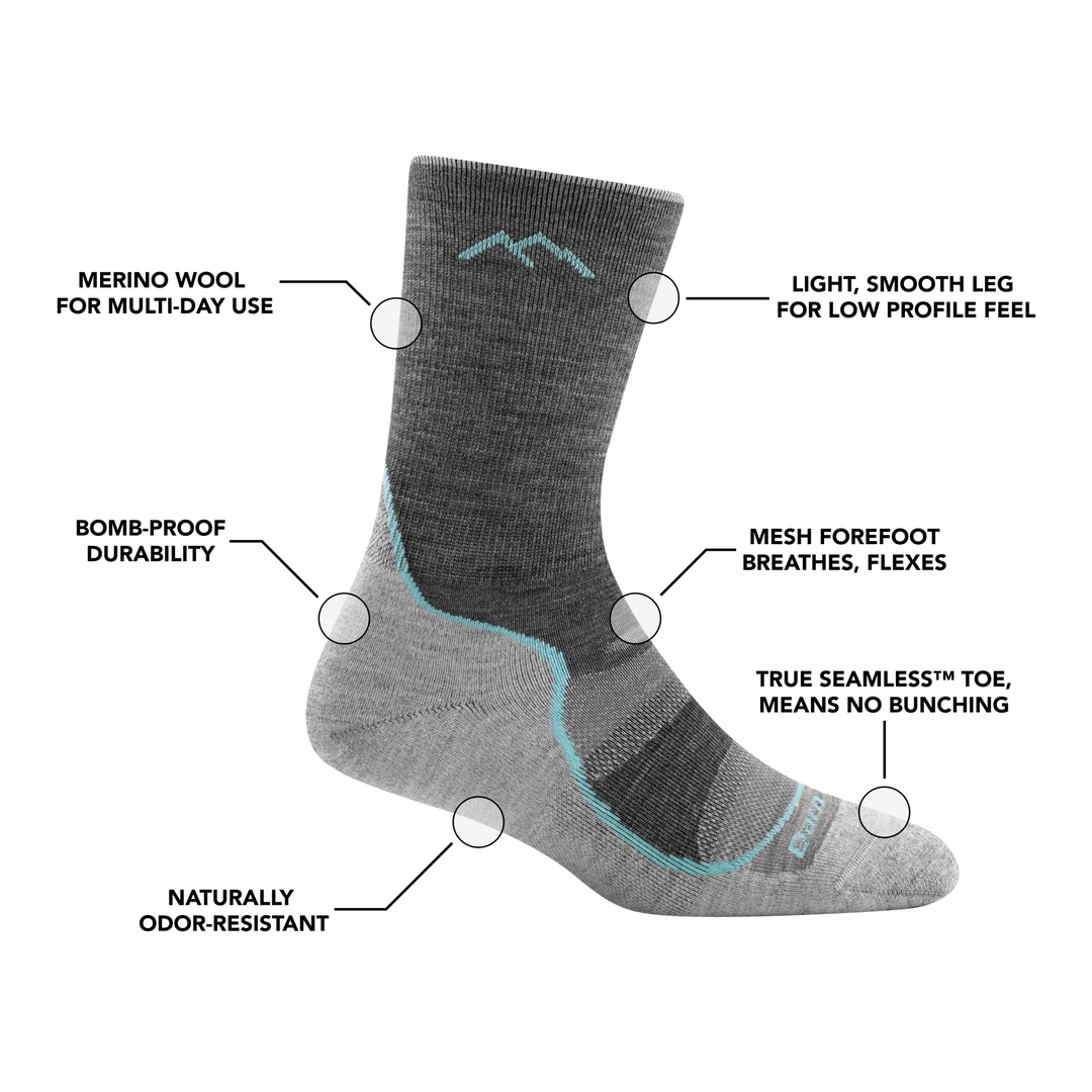 Adult Womens Hiker Micro Crew Light Hiking Sock | Darn Tough 