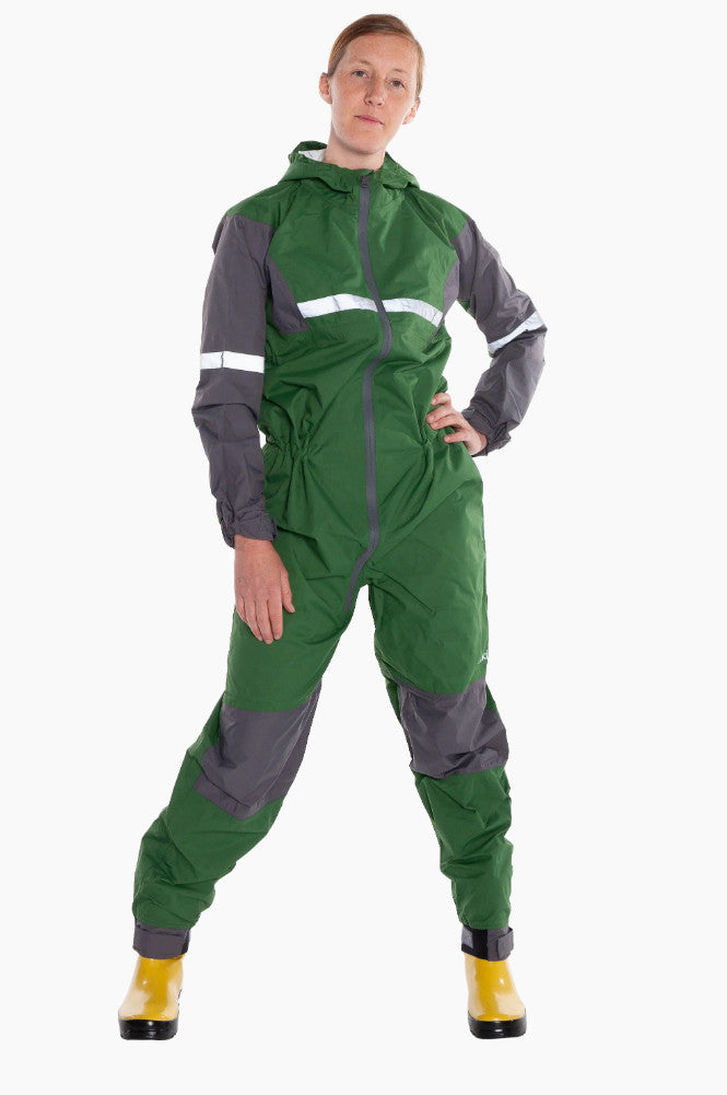 Adult One Piece All-in-One Rain Suit - Breathable, Zippered | Oaki #color_forest-green