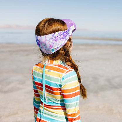 Youth Swim Mask – Splash Place Pastel Swirl – Purple Frame & Clear Anti-Fog Lenses