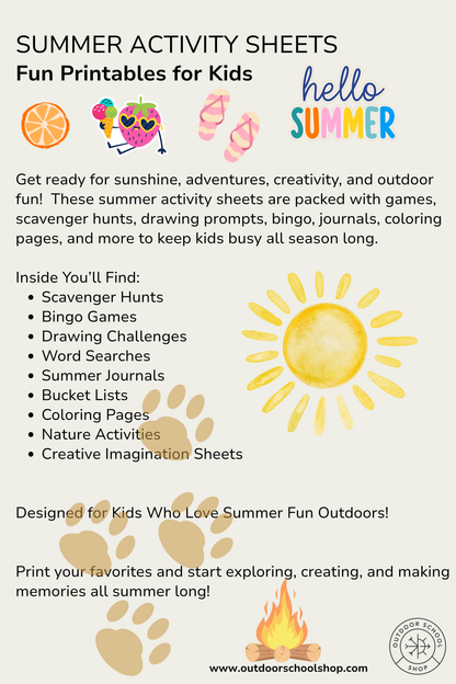 Free Summer Activity Sheets for Kids