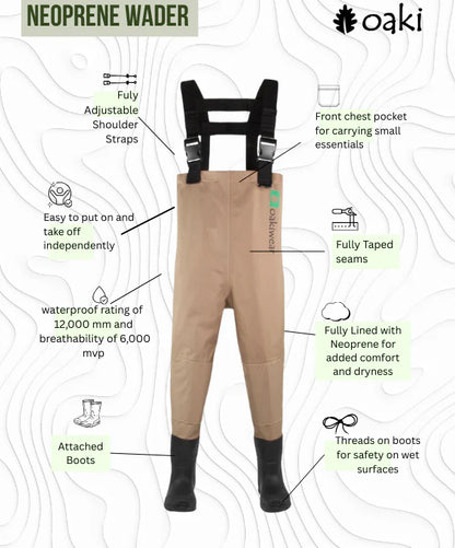 Kids Breathable Waders - Tan | Oaki