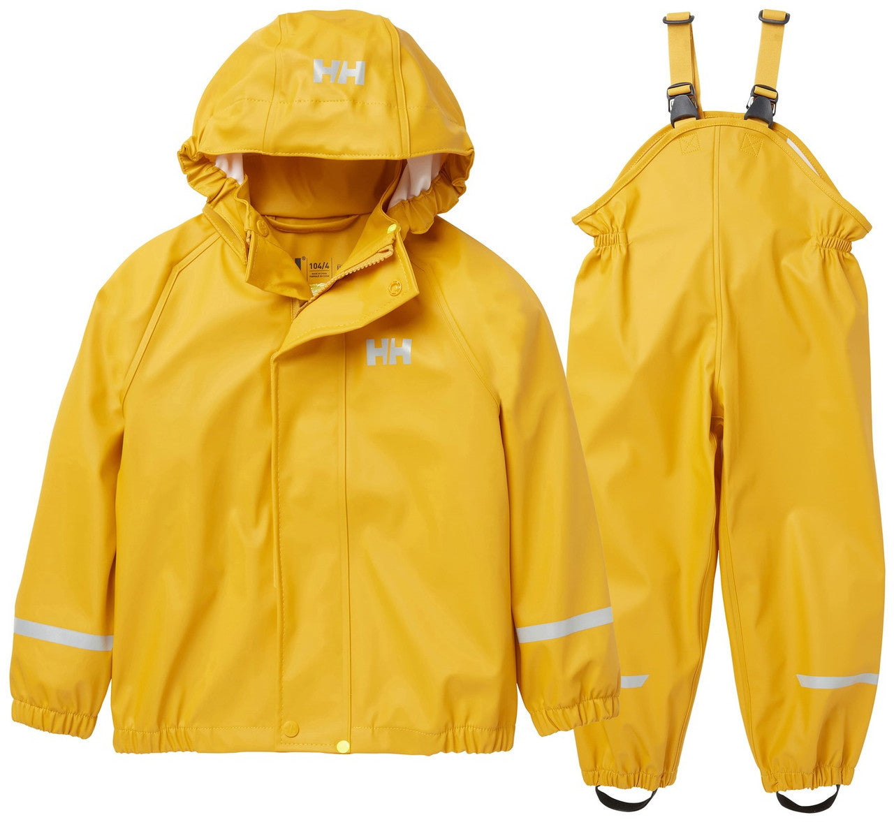 Kids Waterproof Bergen 2.0 PU Rain Set - Yellow & Navy | Helly Hansen #color_essential-yellow