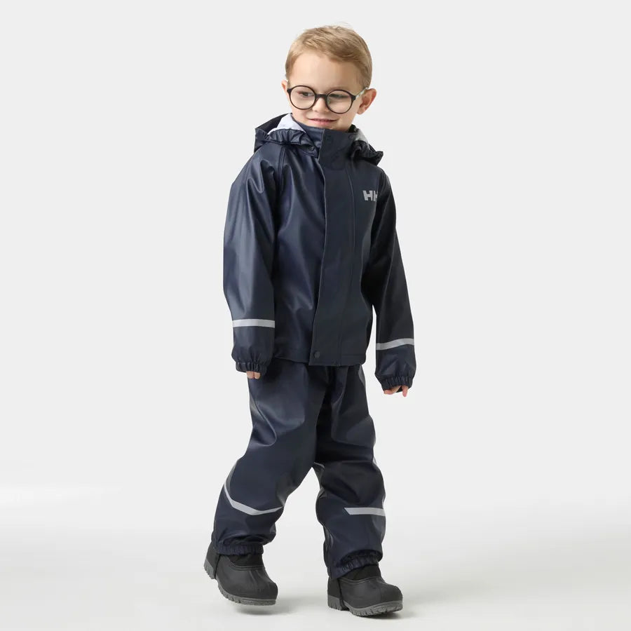Kids Waterproof Bergen 2.0 Rain Set – Jacket & Bibs, PU| Helly Hansen #color_navy