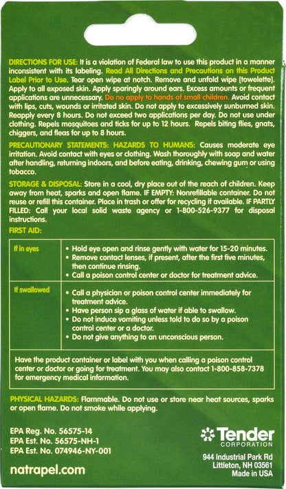 Natural Insect Repellend Picaridin Wipes | Natrapel
