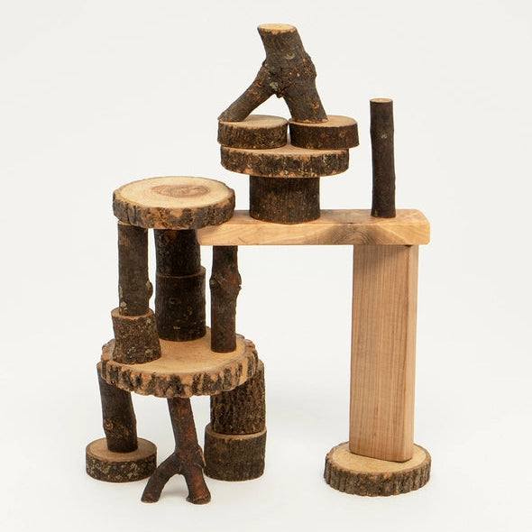 Kids Natural Wooden Building Blocks | Tree Blocks