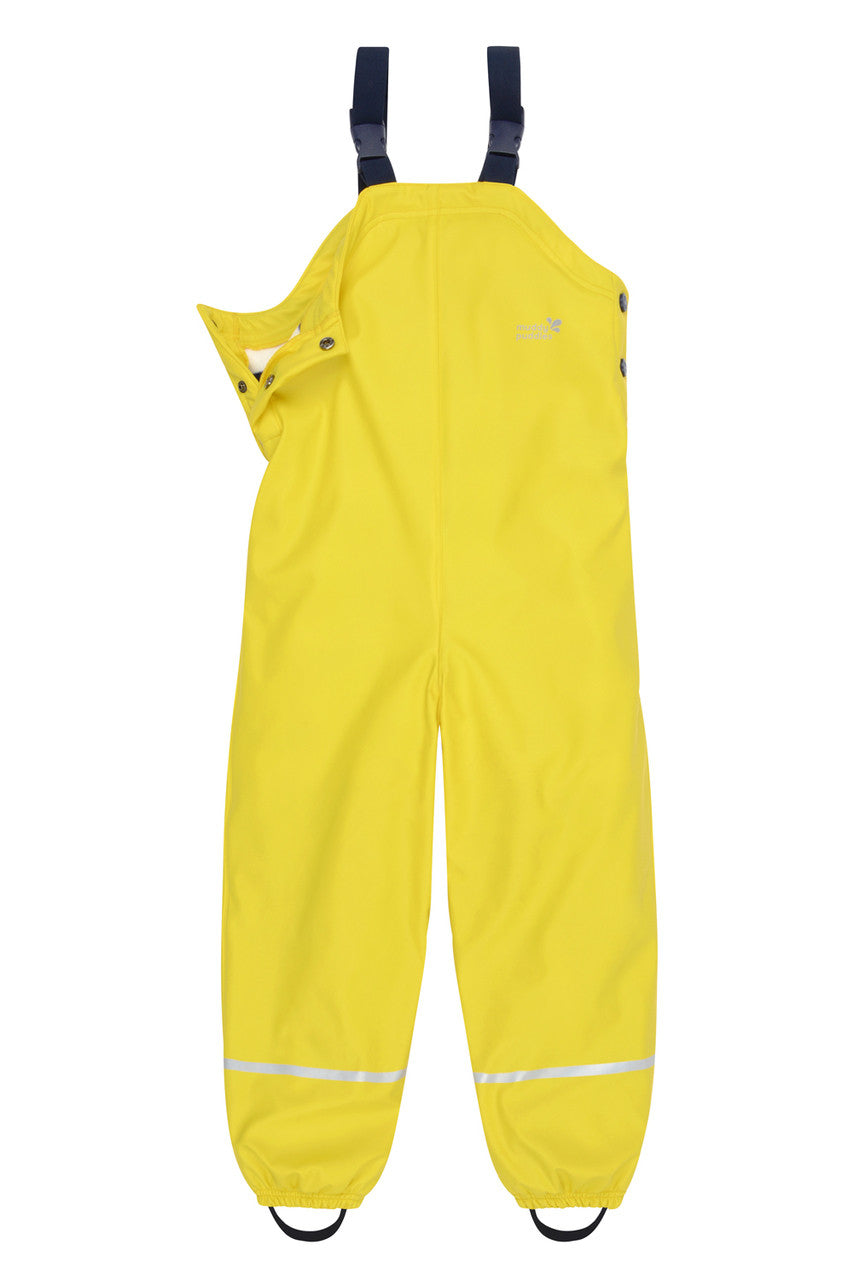 Kids Fleece Lined Puddleflex Rain Bibs - Waterproof, Warm, PU | Muddy Puddles #color_yellow